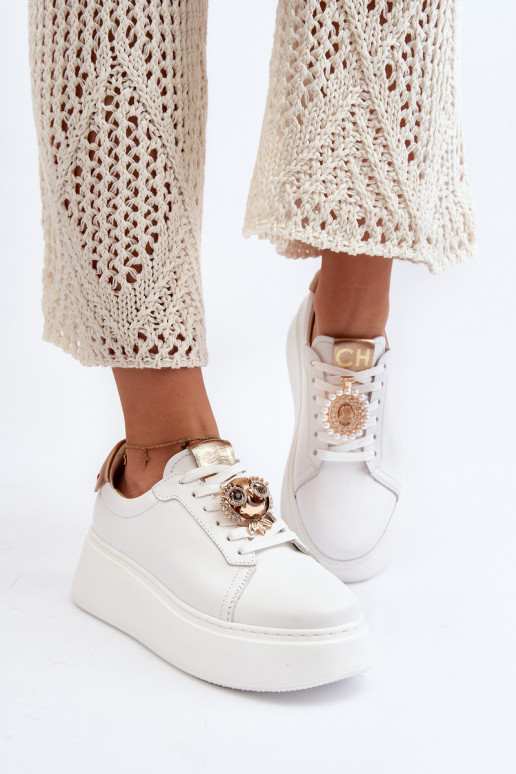 Feminino Pele À modalo de tênis CheBello 4411 cor branca Feminino Pele À modalo de tênis CheBello 4411 cor branca