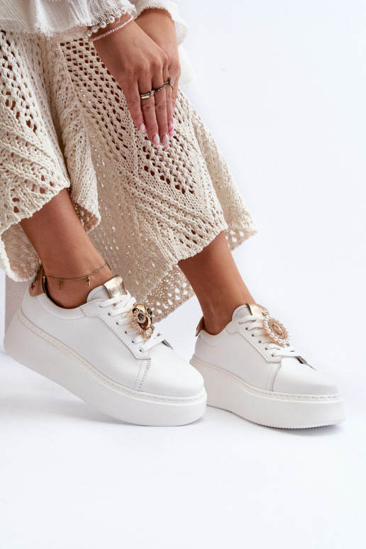 Feminino Pele À modalo de tênis CheBello 4411 cor branca Feminino Pele À modalo de tênis CheBello 4411 cor branca