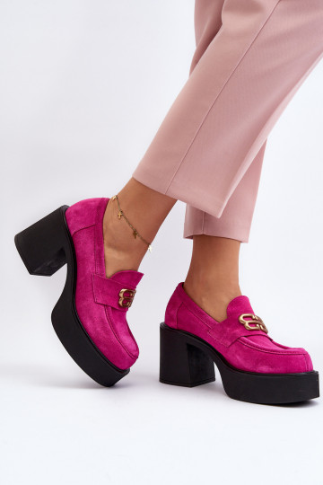 Zazoo 20170 sapato de camurça Feminino com salto cor rosa