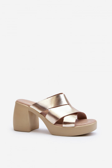 Chinelo de couro Zazoo 40373 cor dourada 2