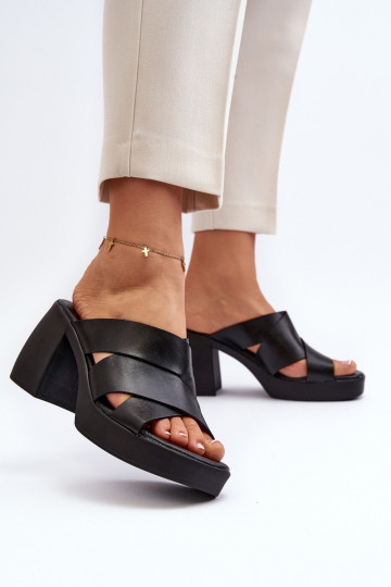 Chinelo de couro Zazoo 40373 cor preta