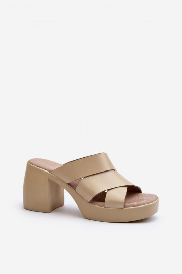 Chinelo de couro Zazoo 40373 cor areia 2