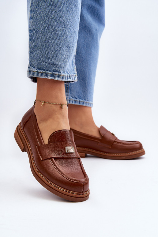 Zazoo 20165 Pele mocassins femininos cor marrom Zazoo 20165 Pele mocassins femininos cor marrom