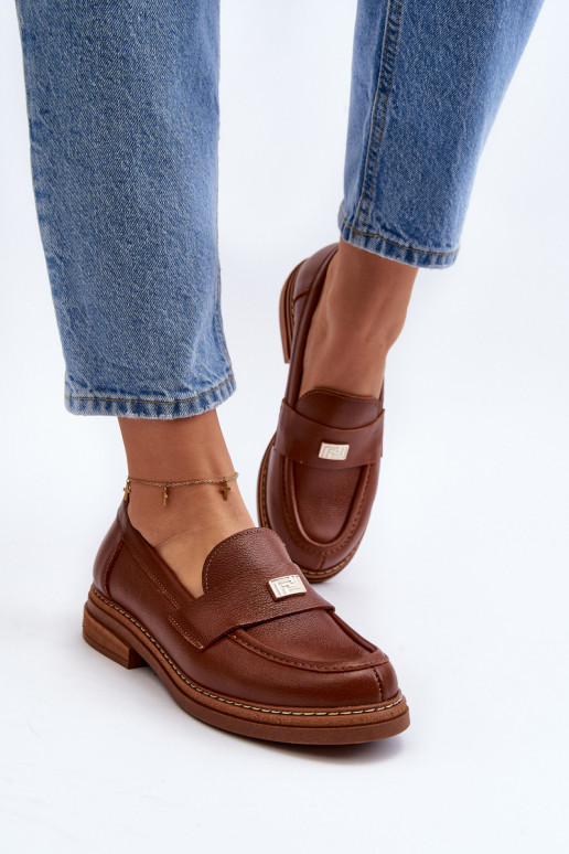 Zazoo 20165 Pele mocassins femininos cor marrom Zazoo 20165 Pele mocassins femininos cor marrom