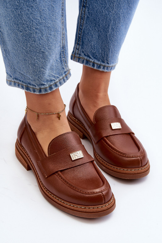 Zazoo 20165 Pele mocassins femininos cor marrom Zazoo 20165 Pele mocassins femininos cor marrom