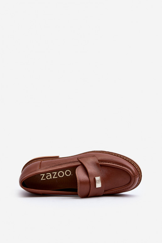Zazoo 20165 Pele mocassins femininos cor marrom Zazoo 20165 Pele mocassins femininos cor marrom