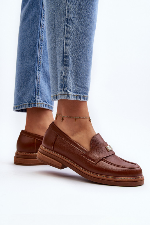 Zazoo 20165 Pele mocassins femininos cor marrom Zazoo 20165 Pele mocassins femininos cor marrom