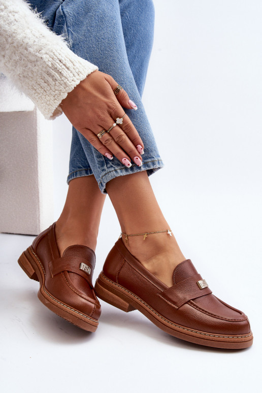 Zazoo 20165 Pele mocassins femininos cor marrom Zazoo 20165 Pele mocassins femininos cor marrom