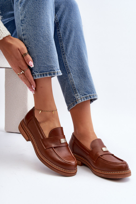 Zazoo 20165 Pele mocassins femininos cor marrom Zazoo 20165 Pele mocassins femininos cor marrom