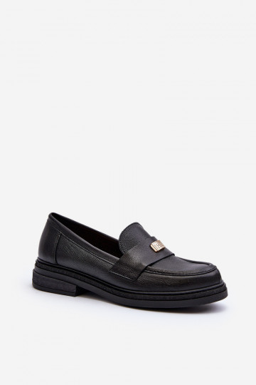 Zazoo 20165 Pele mocassins femininos cor preta
