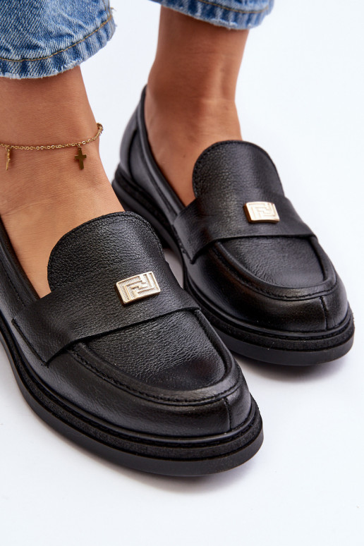 Zazoo 20165 Pele mocassins femininos cor preta Zazoo 20165 Pele mocassins femininos cor preta