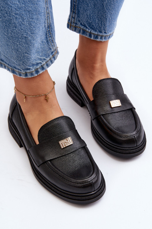 Zazoo 20165 Pele mocassins femininos cor preta Zazoo 20165 Pele mocassins femininos cor preta