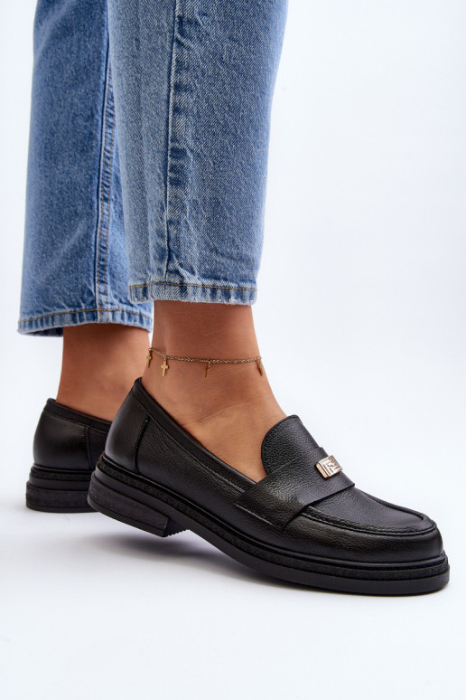 Zazoo 20165 Pele mocassins femininos cor preta Zazoo 20165 Pele mocassins femininos cor preta