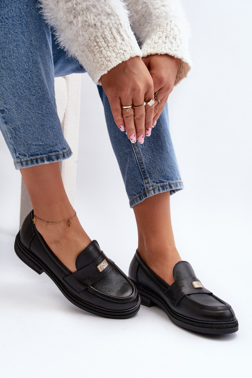 Zazoo 20165 Pele mocassins femininos cor preta Zazoo 20165 Pele mocassins femininos cor preta