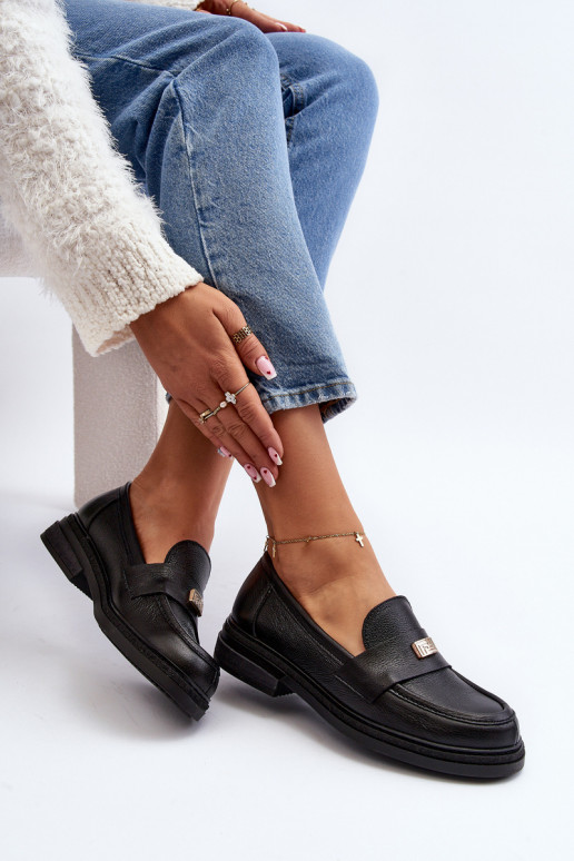 Zazoo 20165 Pele mocassins femininos cor preta Zazoo 20165 Pele mocassins femininos cor preta