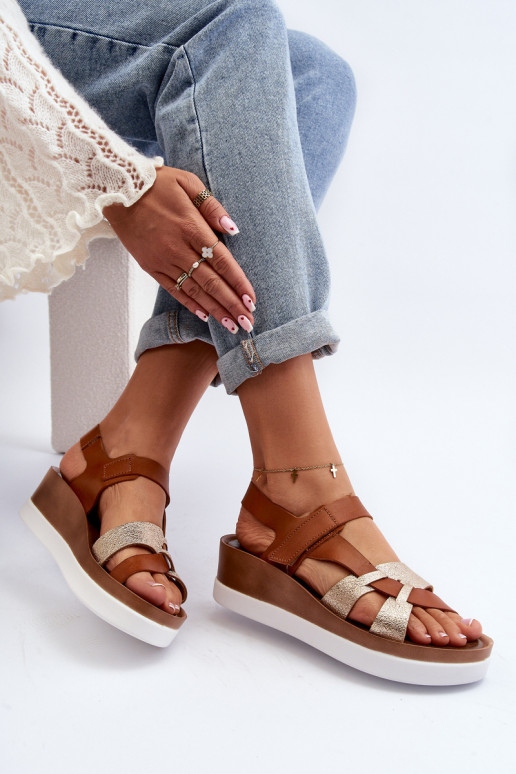 Zazoo 40397 Feminino Sandálias femininas com uma plataforma cor marrom Zazoo 40397 Feminino Sandálias femininas com uma plataforma cor marrom