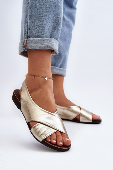 Zazoo 40407 sandálias Pele Feminino cor dourada