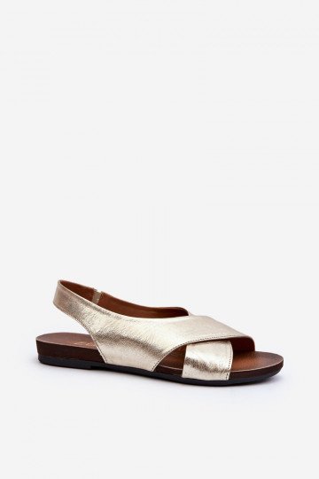 Sandália de couro feminina Zazoo 40407 cor dourada 2