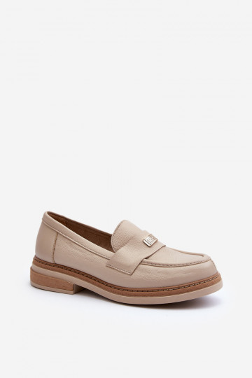 Mocassim de couro feminino Zazoo 20165 cor areia