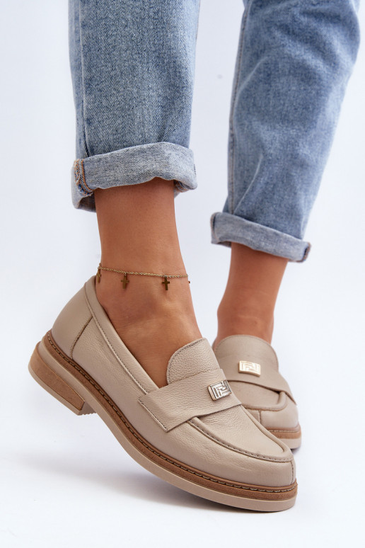 Zazoo 20165 Pele mocassins femininos bege Zazoo 20165 Pele mocassins femininos bege