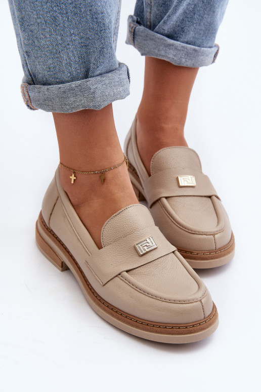 Zazoo 20165 Pele mocassins femininos bege Zazoo 20165 Pele mocassins femininos bege