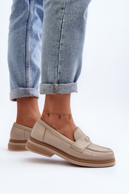 Zazoo 20165 Pele mocassins femininos bege Zazoo 20165 Pele mocassins femininos bege