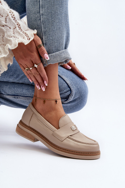 Zazoo 20165 Pele mocassins femininos bege Zazoo 20165 Pele mocassins femininos bege