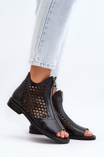 Zazoo 977/L Pele Sandálias perfuradas Casal o castelo cor preta 2