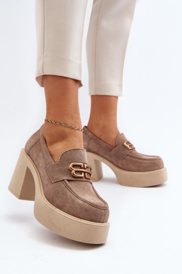 Zazoo 20170 sapato de camurça Feminino com salto bege