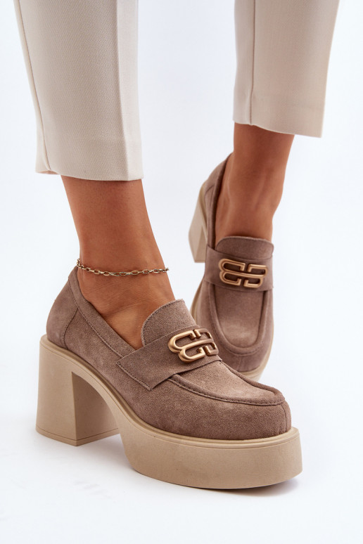 Zazoo 20170 sapato de camurça Feminino com salto bege Zazoo 20170 sapato de camurça Feminino com salto bege