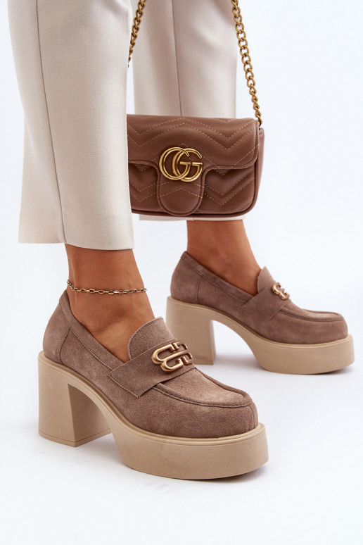 Zazoo 20170 sapato de camurça Feminino com salto bege Zazoo 20170 sapato de camurça Feminino com salto bege