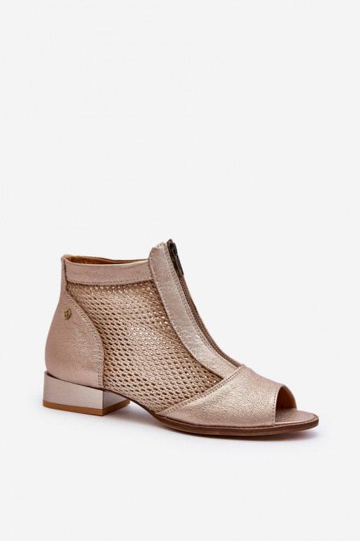 Pele Botas femininas com salto largoOdkrytymi Palcami Tem que serciejka 06413-25 cor dourada Pele Botas femininas com salto largoOdkrytymi Palcami Tem que serciejka 06413-25 cor dourada