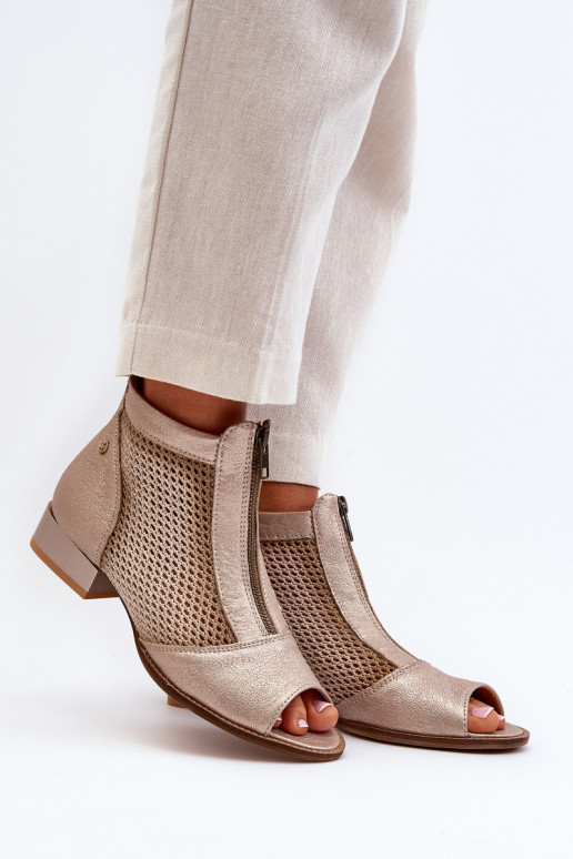 Pele Botas femininas com salto largoOdkrytymi Palcami Tem que serciejka 06413-25 cor dourada Pele Botas femininas com salto largoOdkrytymi Palcami Tem que serciejka 06413-25 cor dourada