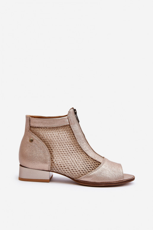 Pele Botas femininas com salto largoOdkrytymi Palcami Tem que serciejka 06413-25 cor dourada Pele Botas femininas com salto largoOdkrytymi Palcami Tem que serciejka 06413-25 cor dourada