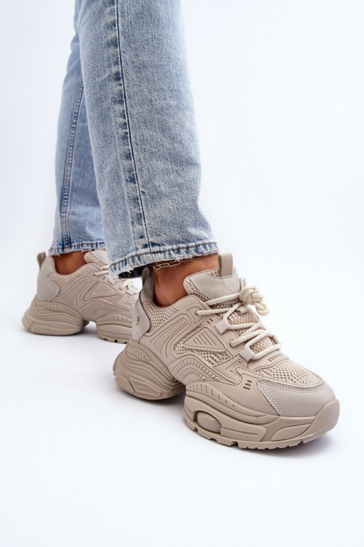 À modalo de tênis com solas maciças da moda GOE NN2N4046 bege À modalo de tênis com solas maciças da moda GOE NN2N4046 bege