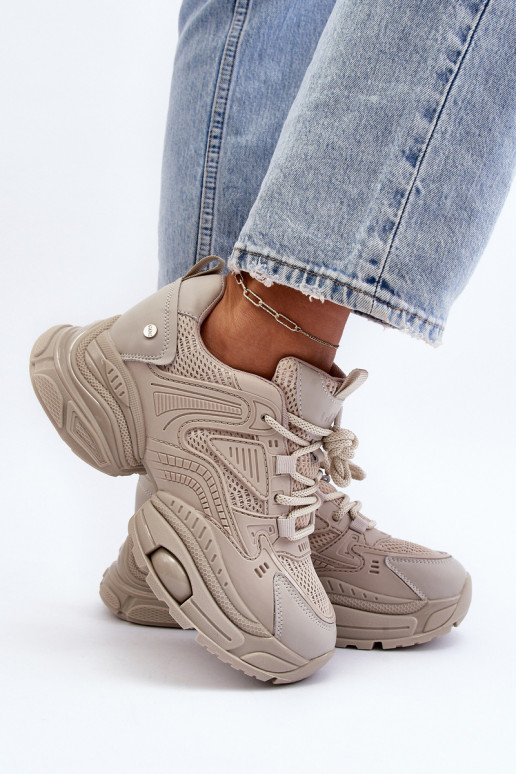 À modalo de tênis com solas maciças da moda GOE NN2N4046 bege À modalo de tênis com solas maciças da moda GOE NN2N4046 bege