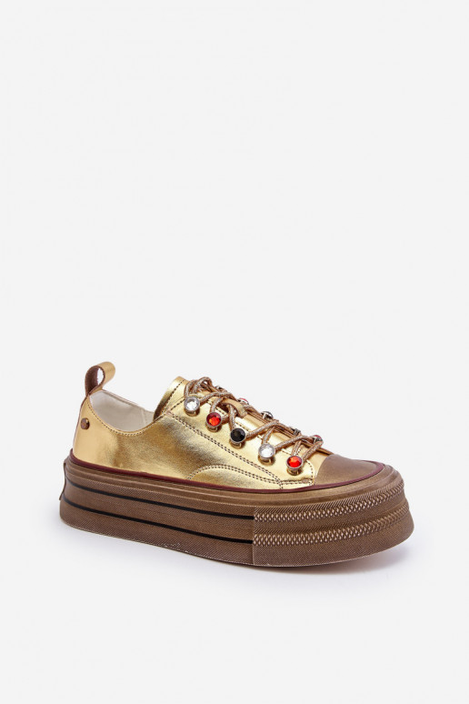 Sapatos femininos com uma plataforma GOE NN2N4055 cor dourada Sapatos femininos com uma plataforma GOE NN2N4055 cor dourada