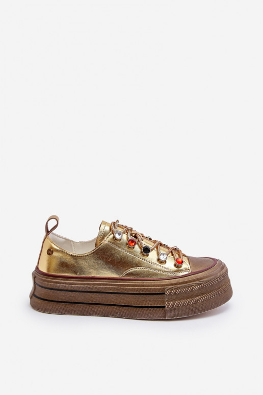 Sapatos femininos com uma plataforma GOE NN2N4055 cor dourada Sapatos femininos com uma plataforma GOE NN2N4055 cor dourada