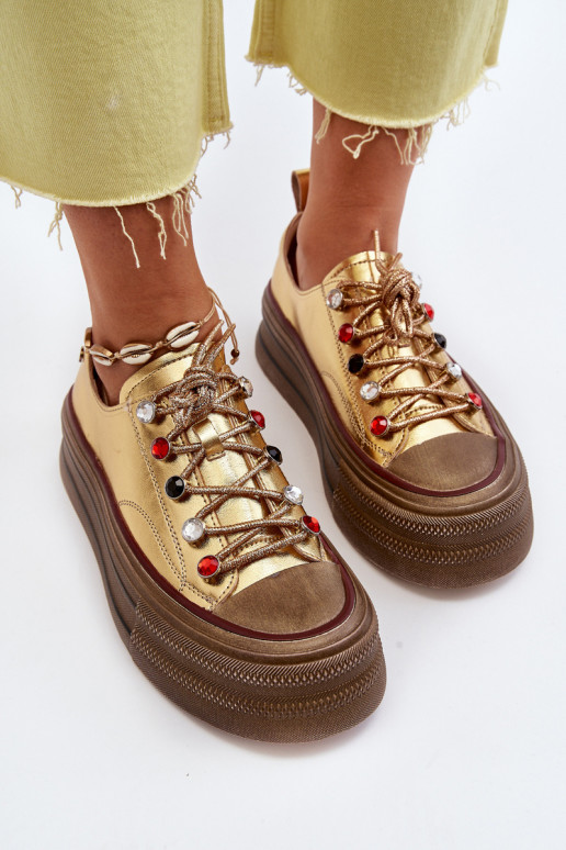 Sapatos femininos com uma plataforma GOE NN2N4055 cor dourada Sapatos femininos com uma plataforma GOE NN2N4055 cor dourada