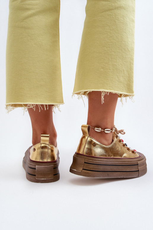 Sapatos femininos com uma plataforma GOE NN2N4055 cor dourada Sapatos femininos com uma plataforma GOE NN2N4055 cor dourada