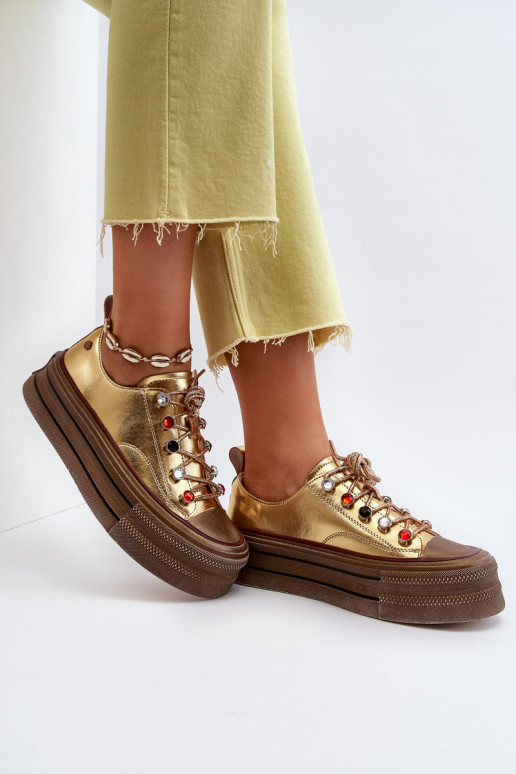 Sapatos femininos com uma plataforma GOE NN2N4055 cor dourada Sapatos femininos com uma plataforma GOE NN2N4055 cor dourada