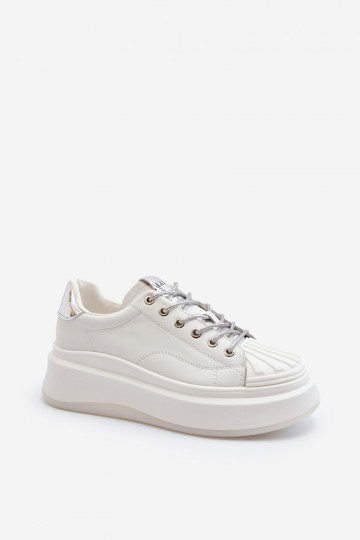 Tênis esportivos de couro feminino com plataforma GOE NN2N4033 cor branca 2