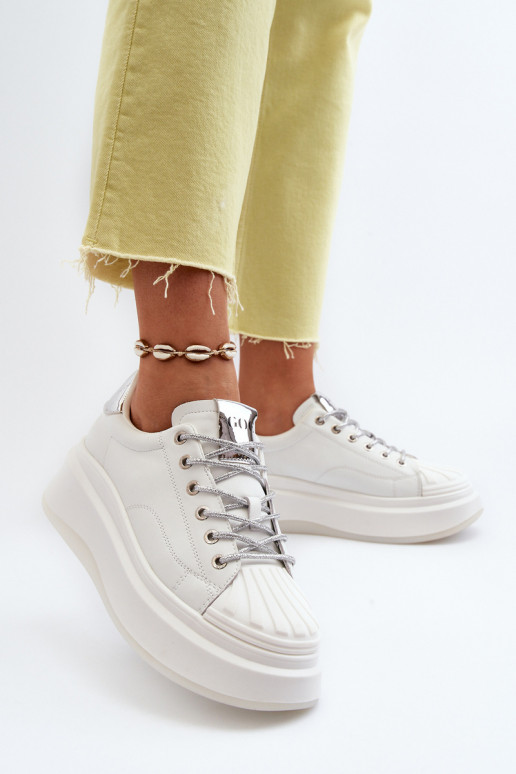 Pele À modalo de tênis Feminino com uma plataforma GOE NN2N4033 cor branca Pele À modalo de tênis Feminino com uma plataforma GOE NN2N4033 cor branca