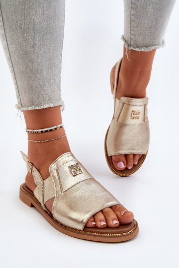 Zazoo 40385 Feminino Sandálias femininas cor dourada