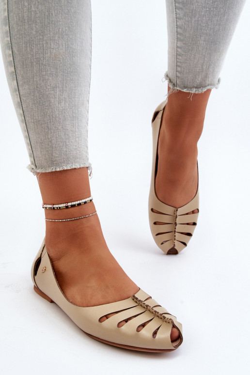 Zazoo 10009 Bailarinas confortáveis de couro natural Feminino bege Zazoo 10009 Bailarinas confortáveis de couro natural Feminino bege