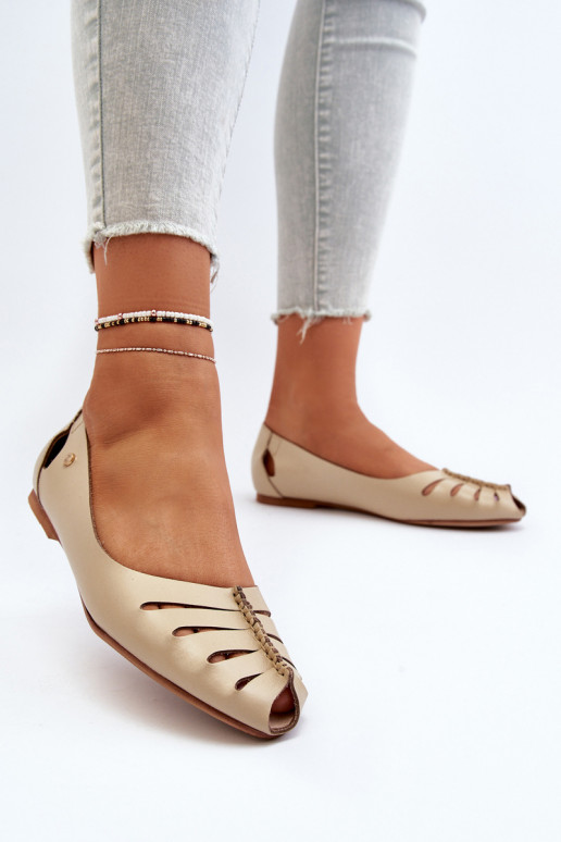 Zazoo 10009 Bailarinas confortáveis de couro natural Feminino bege Zazoo 10009 Bailarinas confortáveis de couro natural Feminino bege