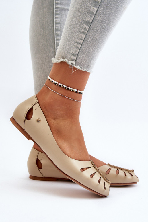 Zazoo 10009 Bailarinas confortáveis de couro natural Feminino bege Zazoo 10009 Bailarinas confortáveis de couro natural Feminino bege