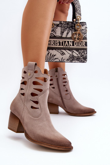 Pele Botas Com recortes Tem que serciejka 06412-04 bege