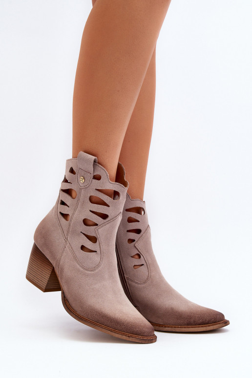 Pele Botas Com recortes Tem que serciejka 06412-04 bege