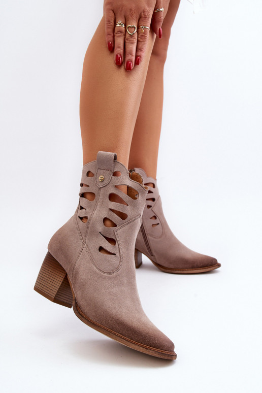 Pele Botas Com recortes Tem que serciejka 06412-04 bege